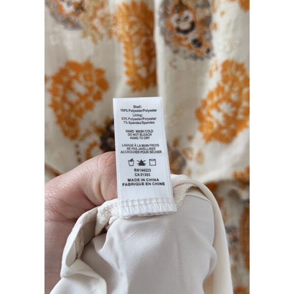 Bishop + Young Cream & Yellow Golden Print Marmont Mini Sun Dress Size M - Picture 6 of 6